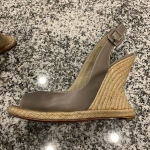 AUTHENTIC Louboutin wedge leather espadrille